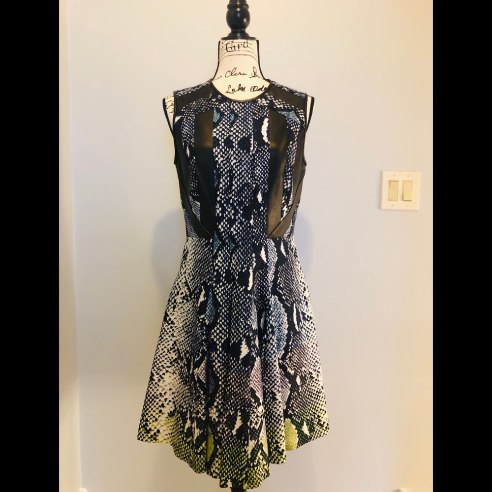 NWT DVF Python Dress with leather detail